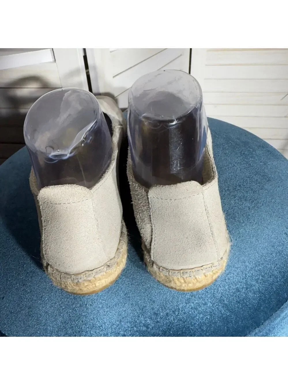 Fabiolas made in Spain gray suede leather espadrille slip on shoes women's sz 8